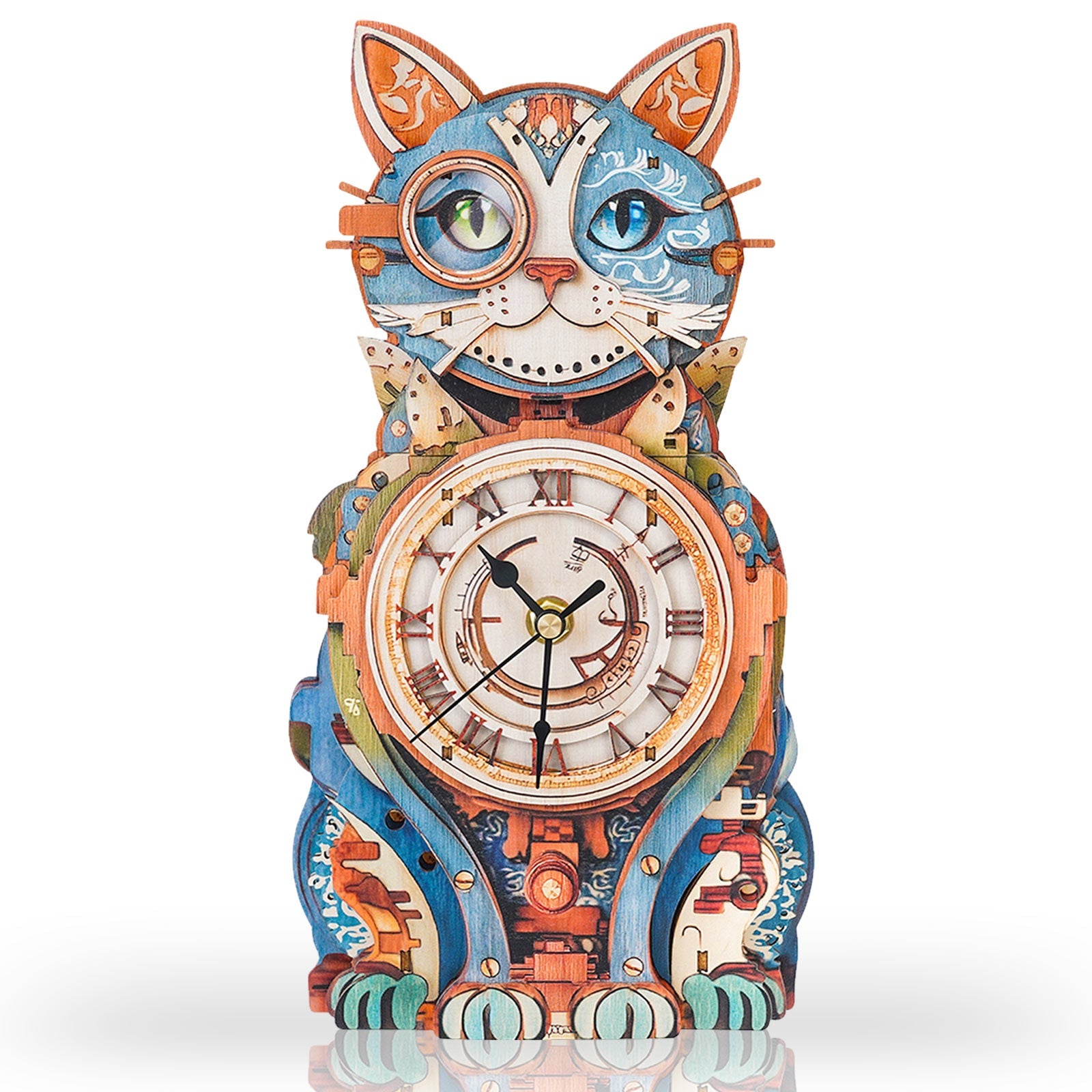 Cat Detective– DIY Wooden Clock, 3D Puzzle Craft Kit