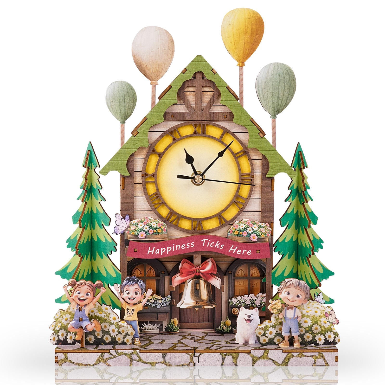 Balloon Cabin – DIY Wooden Clock, 3D Puzzle Craft Kit