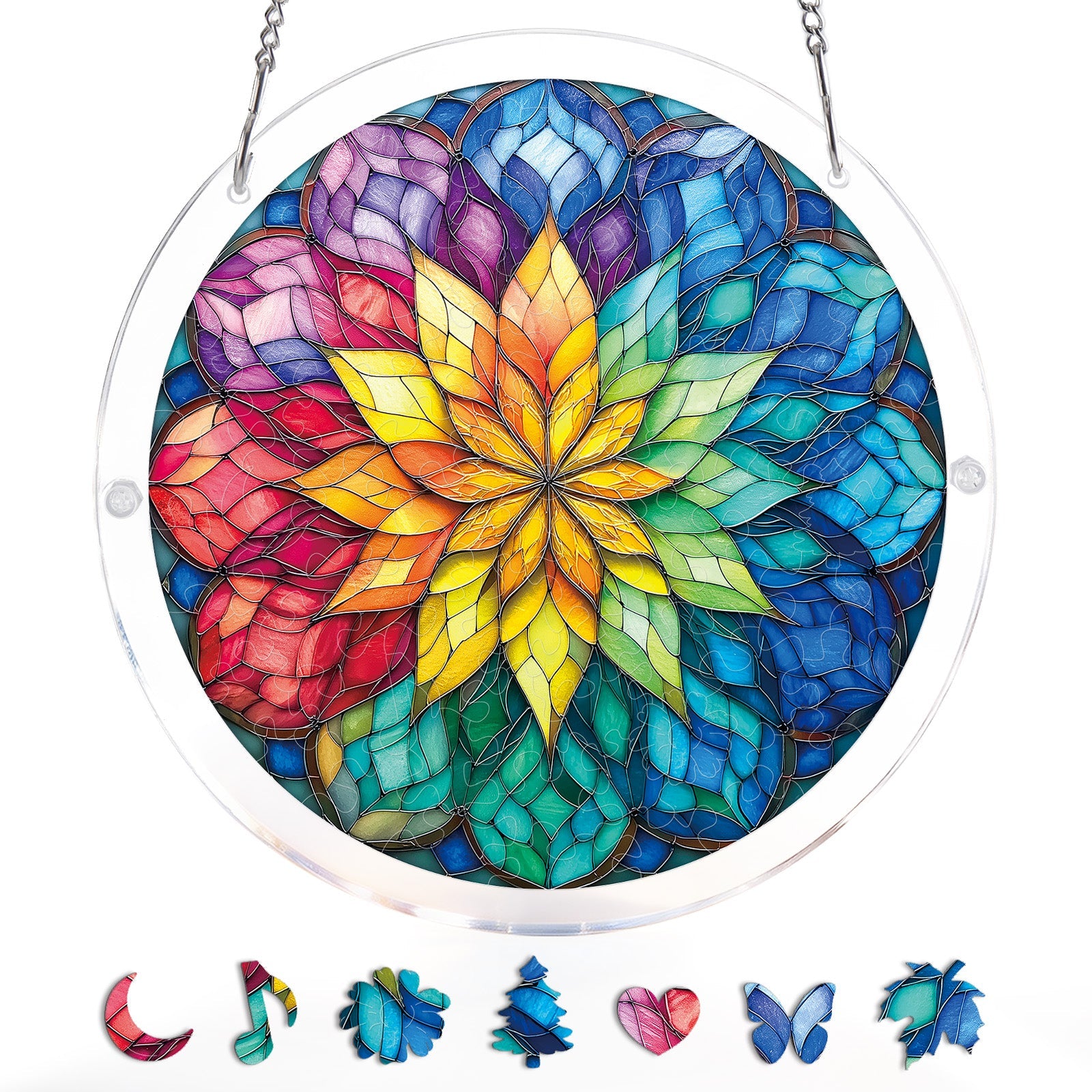 Radiant Flower Wheel Light Suncatcher-Acrylic Window Art