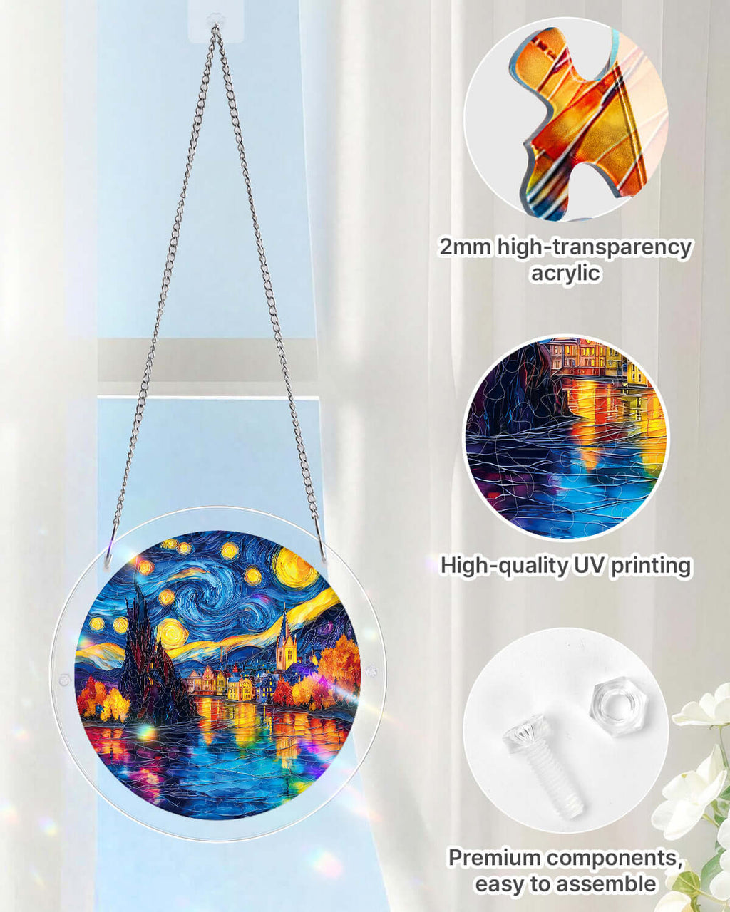 Starlit Village Light Suncatcher-Acrylic Window Art