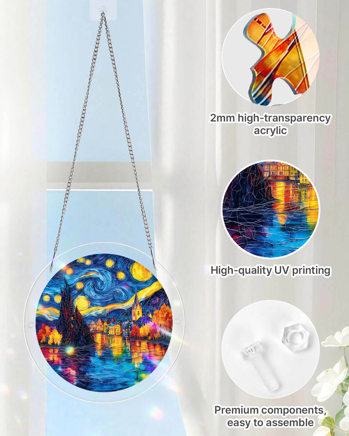 Starlit Village Light Suncatcher-Acrylic Window Art