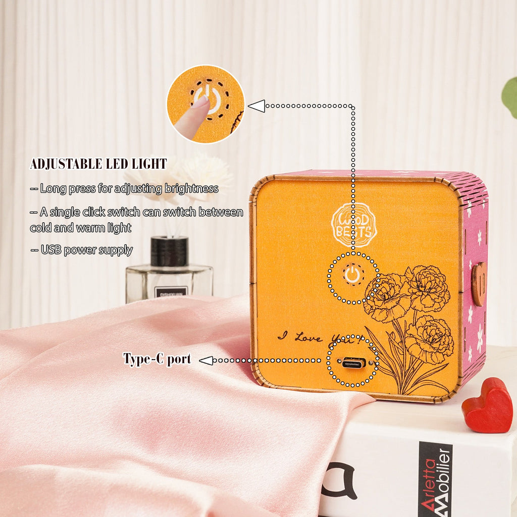 Carnations For Mom Kit- 3D Wooden Puzzle Night Light