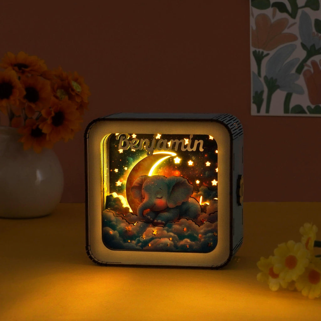 Dream Elephant 2 Kit - Personalized 3D Wooden Puzzle Night Light