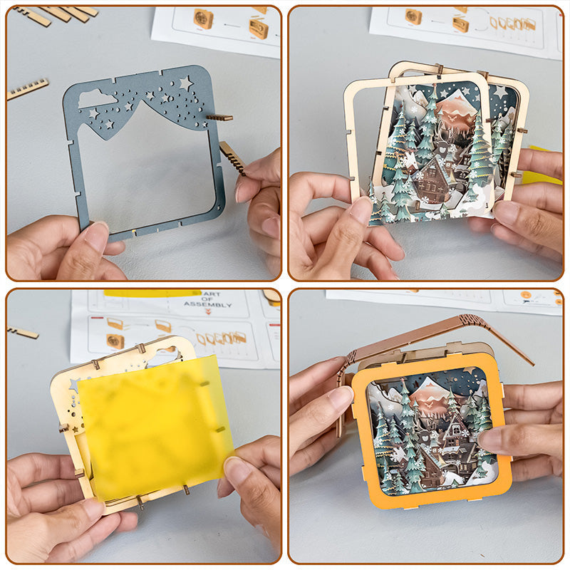 Warm Christmas Eve Kit - 3D Wooden Puzzle Night Light