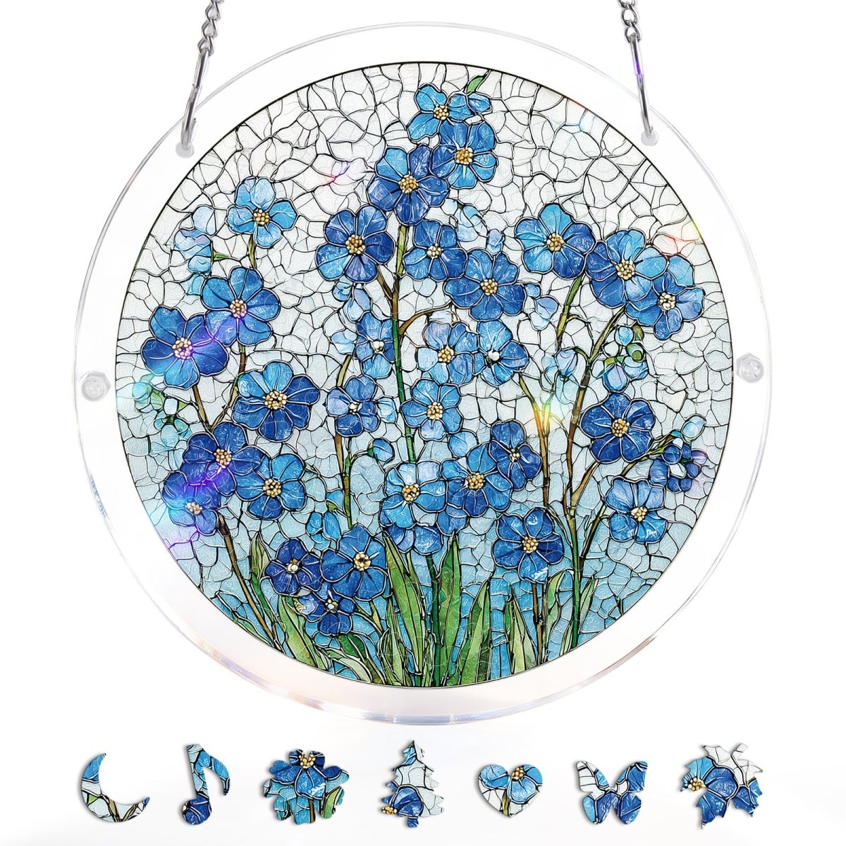 Azure Bloom Whisper Light Suncatcher-Acrylic Window Art