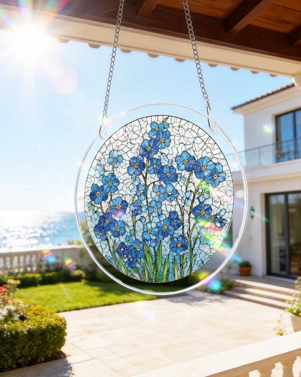 Azure Bloom Whisper Light Suncatcher-Acrylic Window Art
