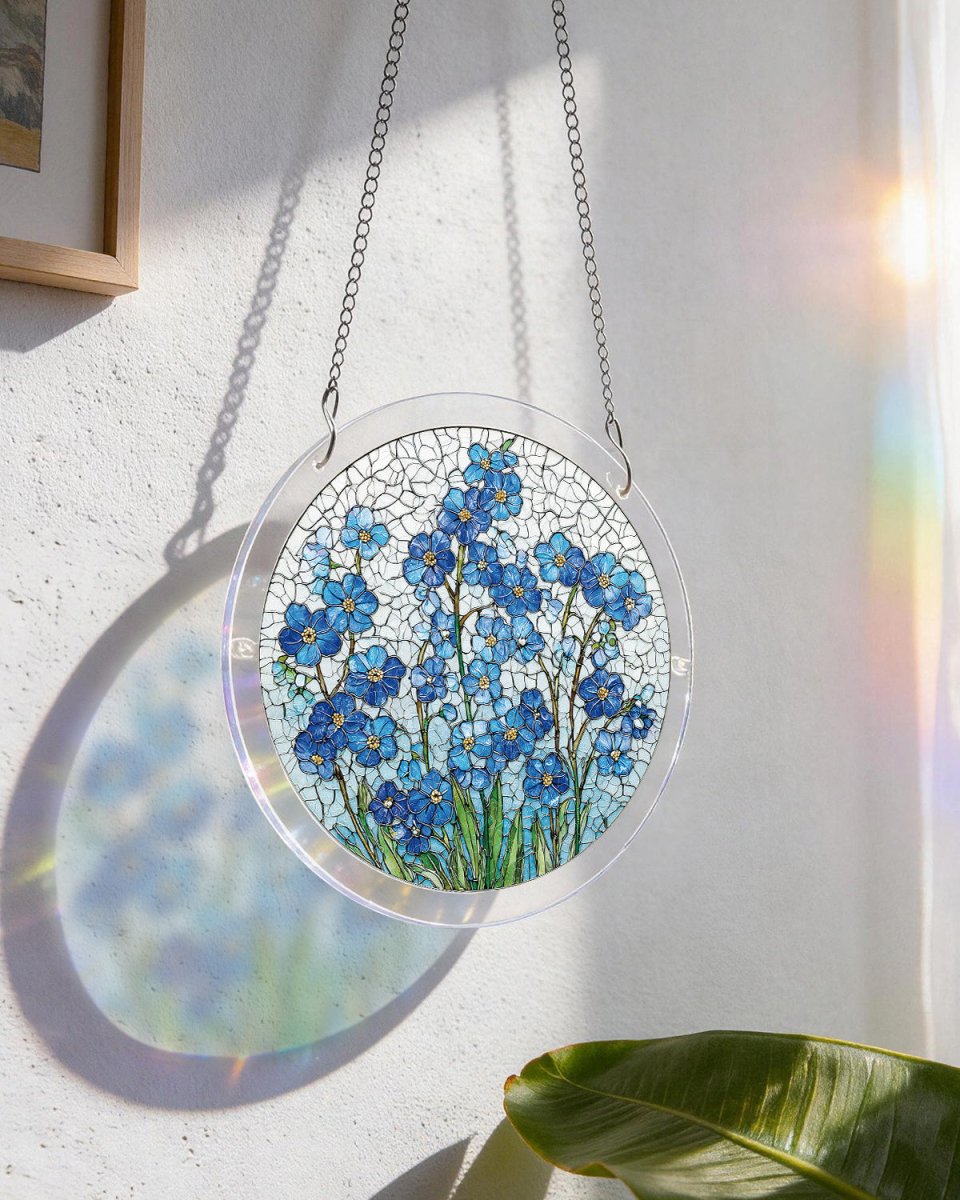 Azure Bloom Whisper Light Suncatcher-Acrylic Window Art