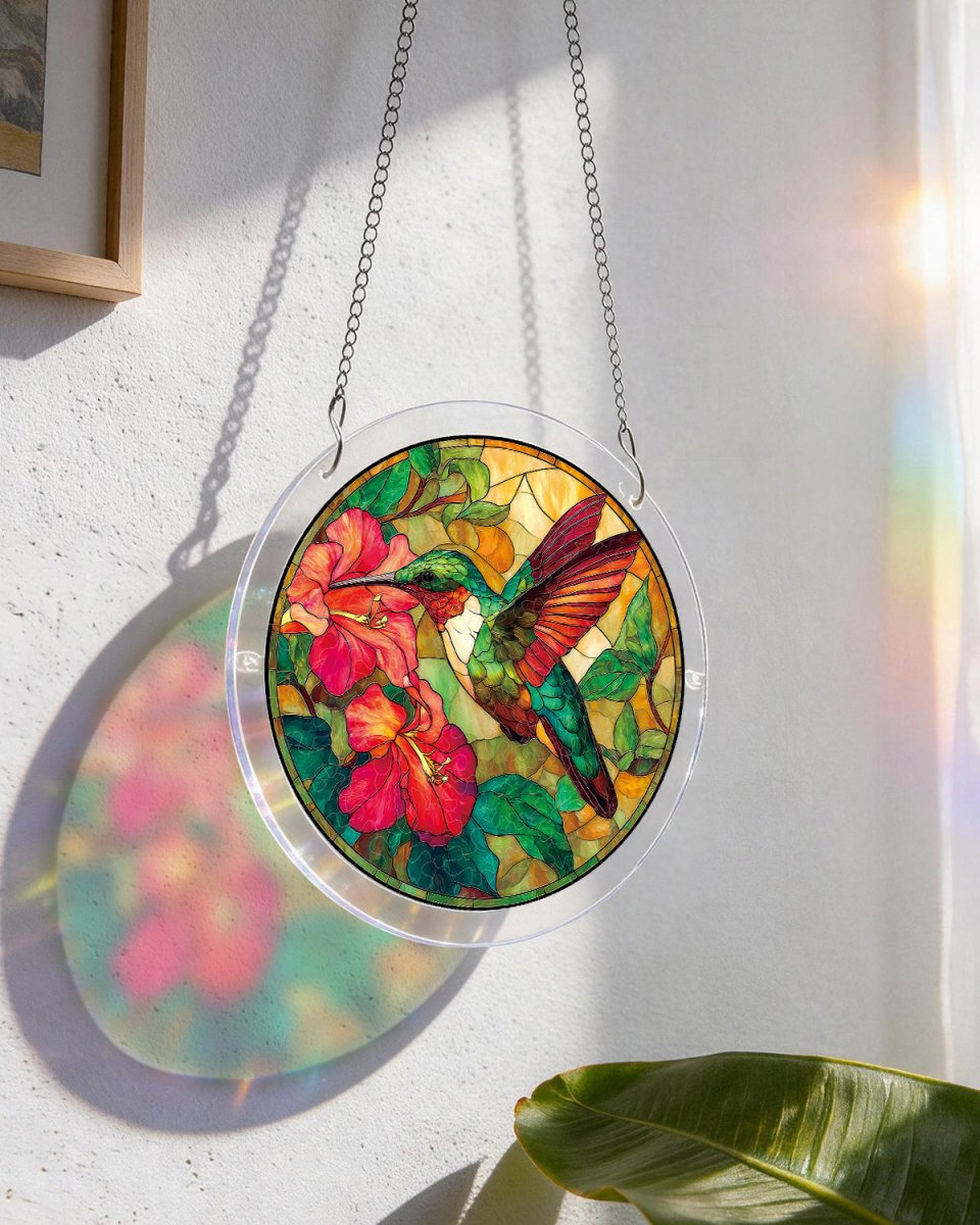 Emerald Flame Hummingbird Light Suncatcher-Acrylic Window Art
