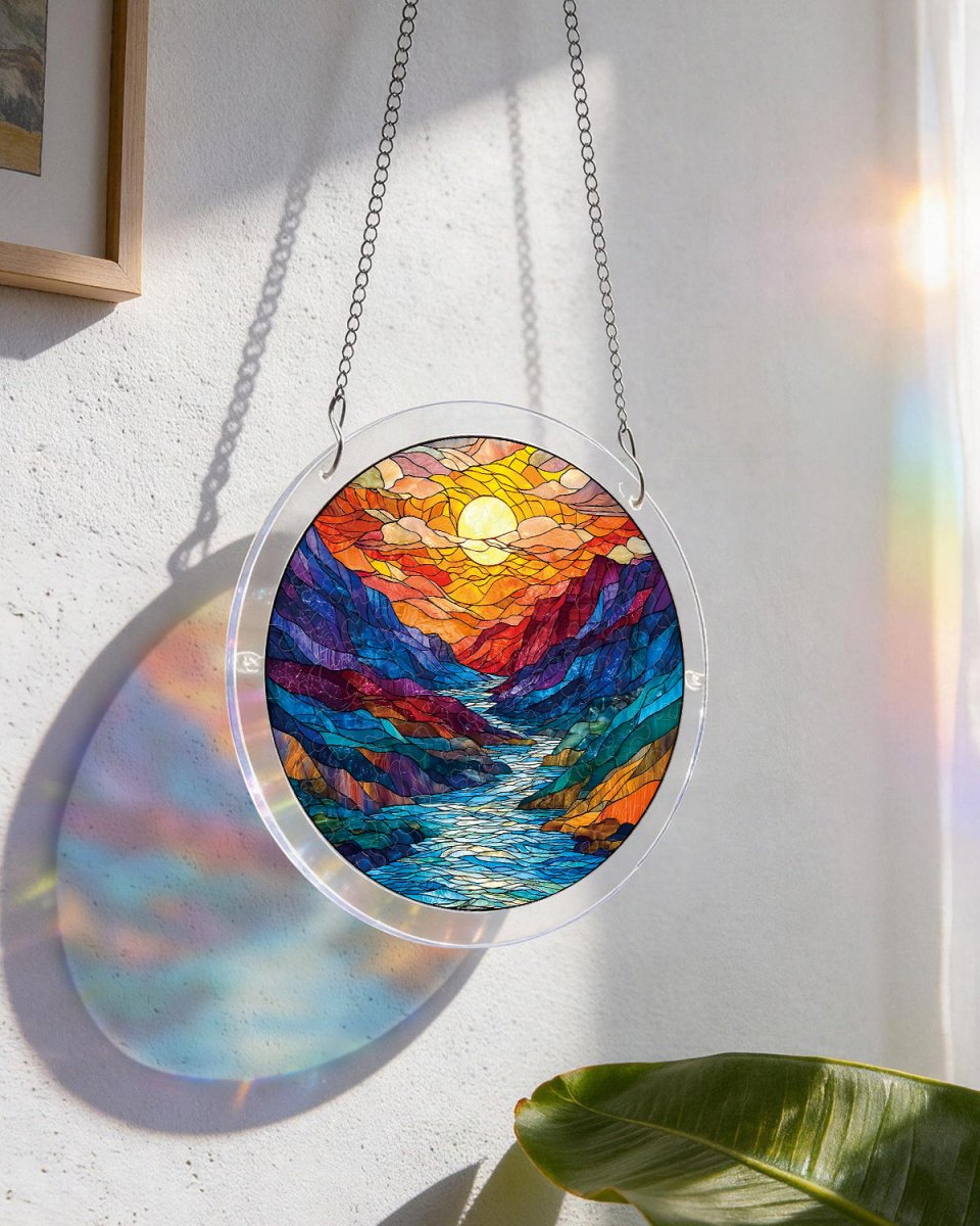 Glazed Mountain Moon Light Suncatcher-Acrylic Window Art