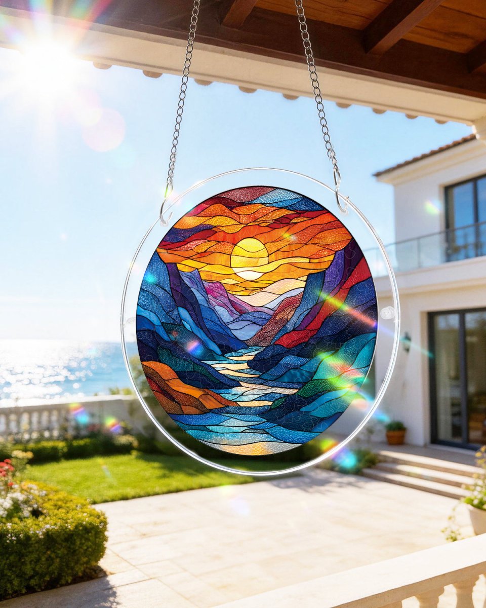 Moonlit Riverscape Light Suncatcher-Acrylic Window Art