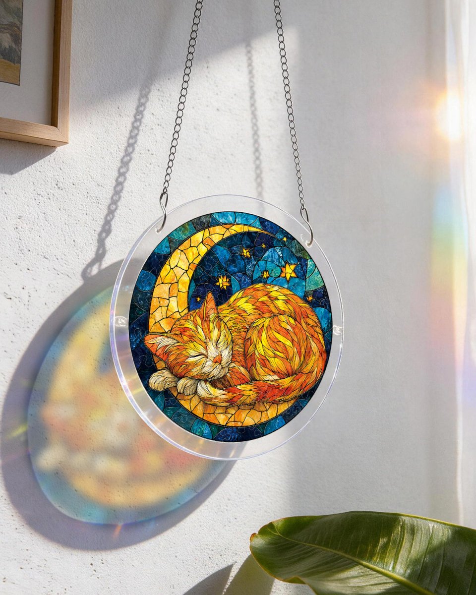 Starry Moon Cat Light Suncatcher-Acrylic Window Art
