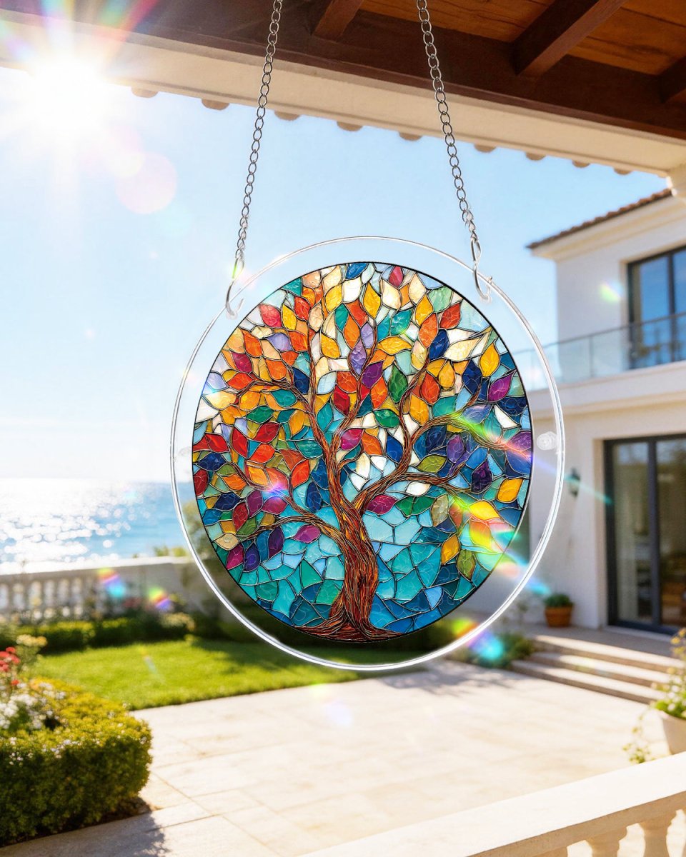 Tree of Luminous Leaves Light Suncatcher-Acrylic Window Art