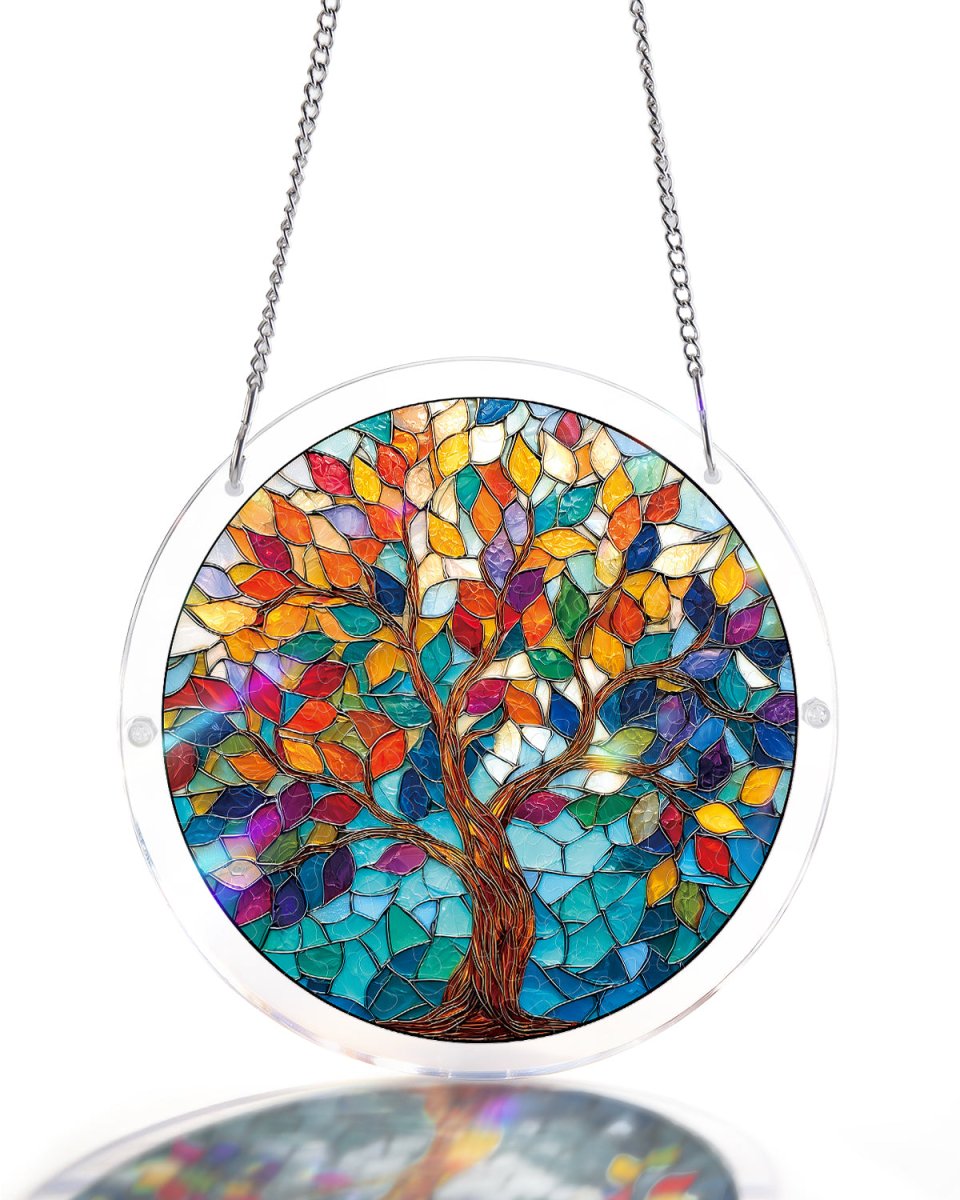 Tree of Luminous Leaves Light Suncatcher-Acrylic Window Art