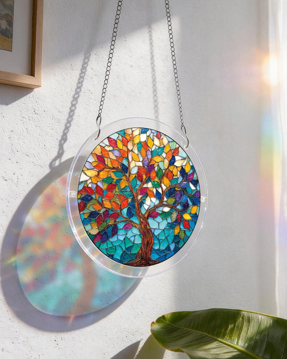 Tree of Luminous Leaves Light Suncatcher-Acrylic Window Art