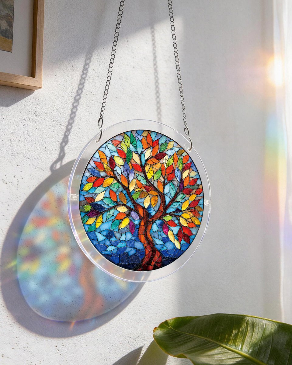Tree of Radiant Glass Light Suncatcher-Acrylic Window Art