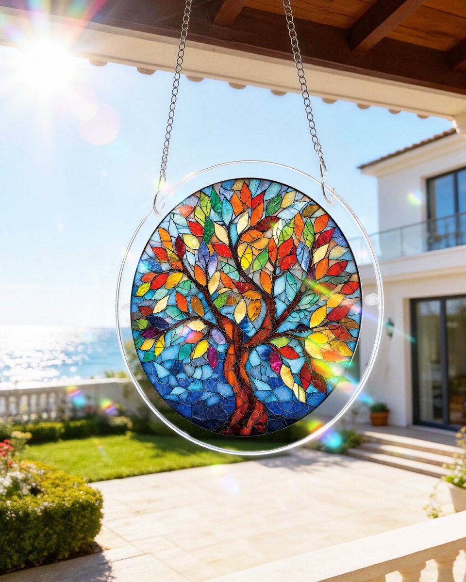 Tree of Radiant Glass Light Suncatcher-Acrylic Window Art