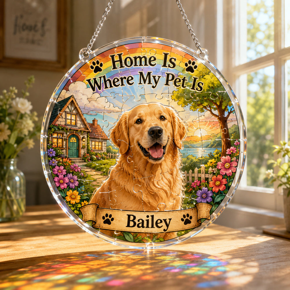 Customize Acrylic Jigsaw Puzzle Suncatcher - Home Is Where My Pet Is