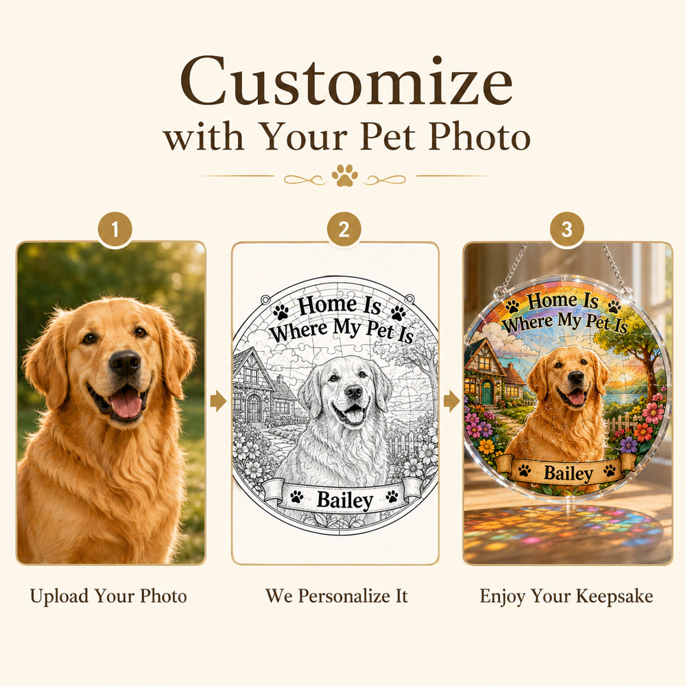 Customize Acrylic Jigsaw Puzzle Suncatcher - Home Is Where My Pet Is