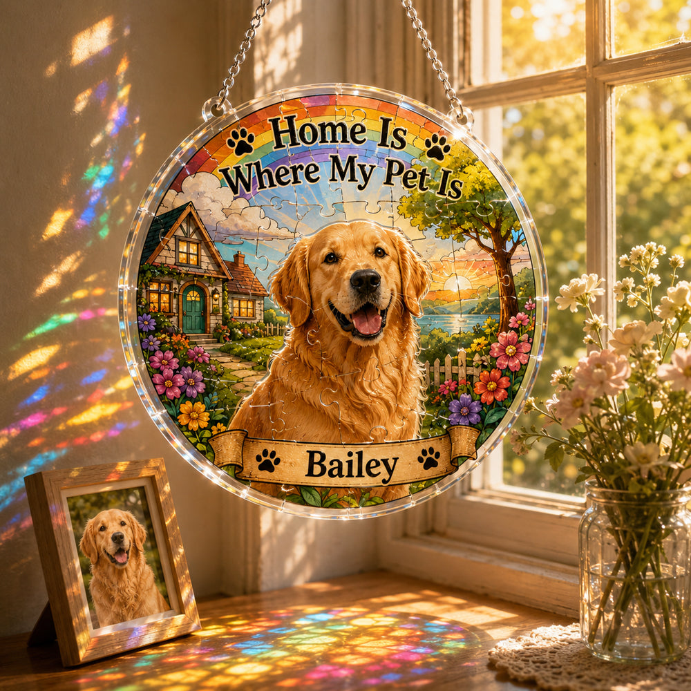 Customize Acrylic Jigsaw Puzzle Suncatcher - Home Is Where My Pet Is