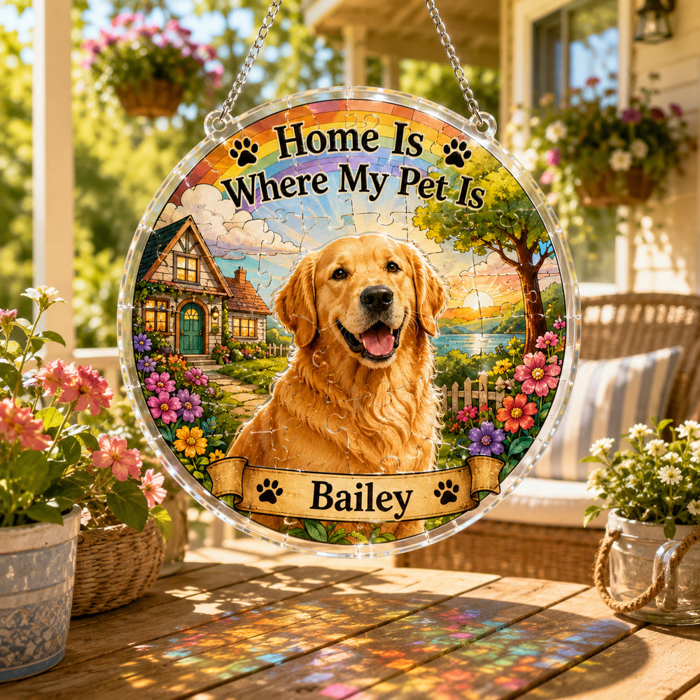 Customize Acrylic Jigsaw Puzzle Suncatcher - Home Is Where My Pet Is