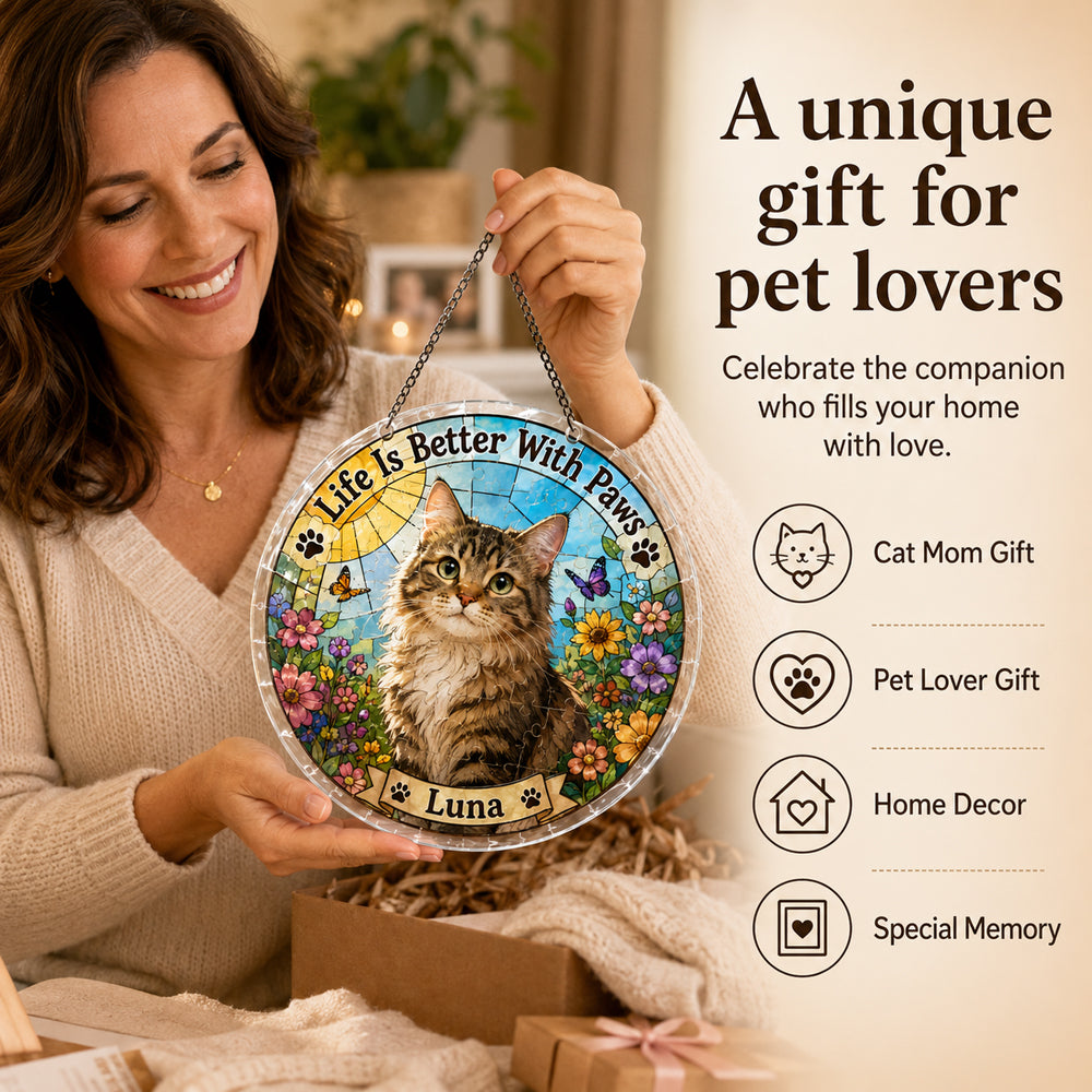 Customize Acrylic Jigsaw Puzzle Suncatcher - Life Is Better With Paws