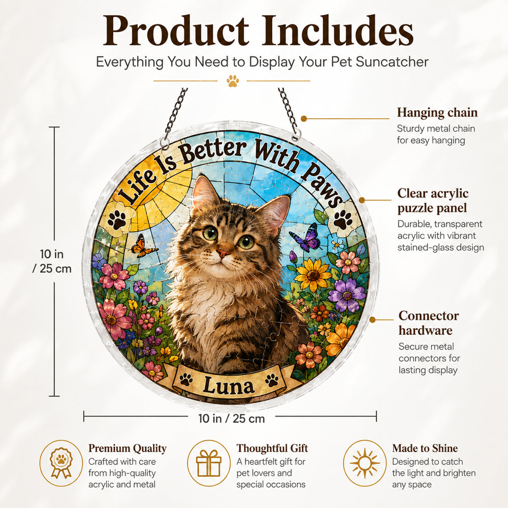 Customize Acrylic Jigsaw Puzzle Suncatcher - Life Is Better With Paws