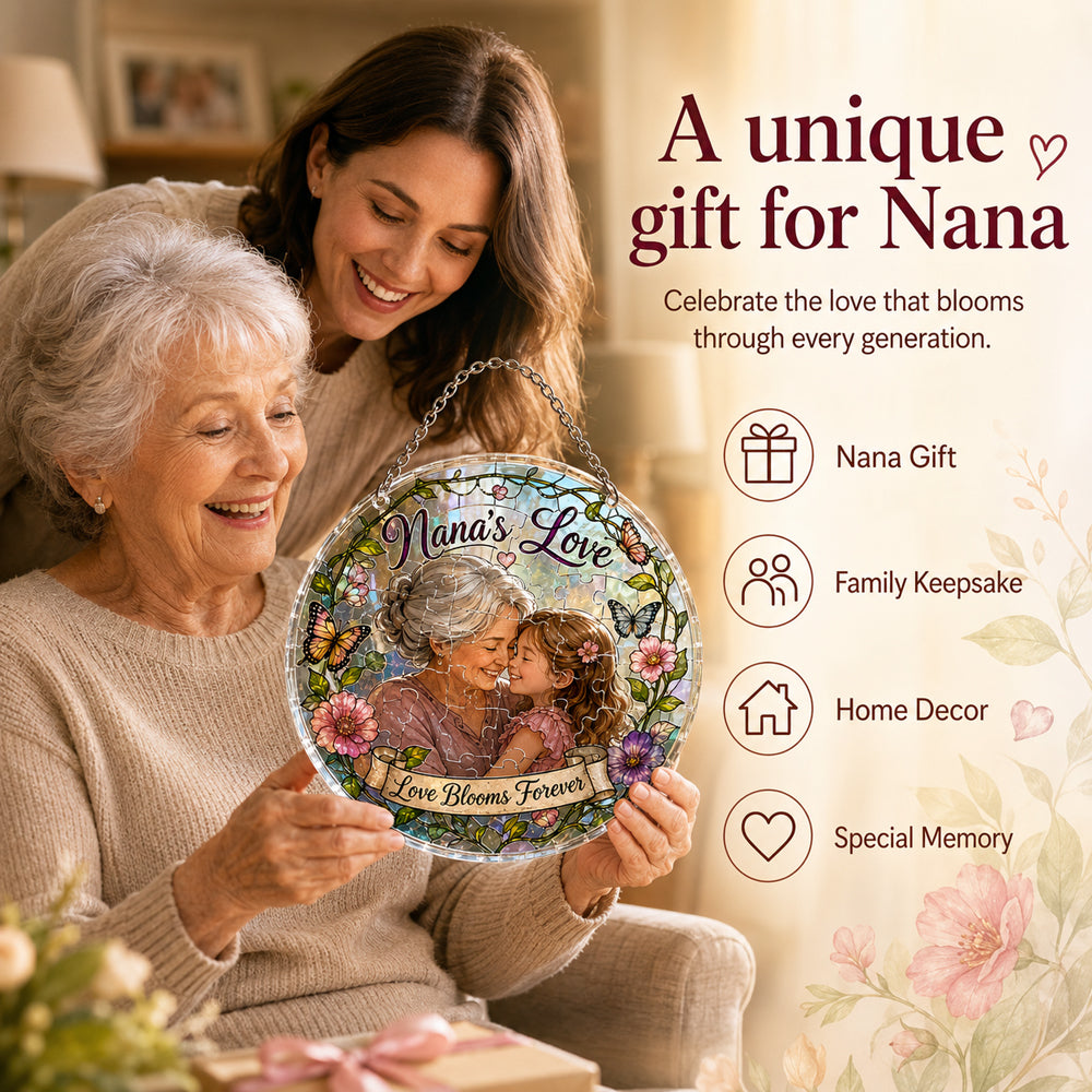 Customize Acrylic Jigsaw Puzzle Suncatcher - Nana's Love