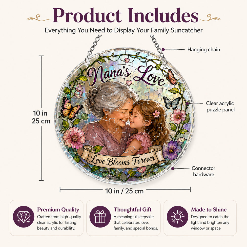 Customize Acrylic Jigsaw Puzzle Suncatcher - Nana's Love