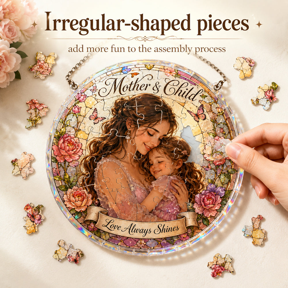 Customize Acrylic Jigsaw Puzzle Suncatcher - Mother & Child