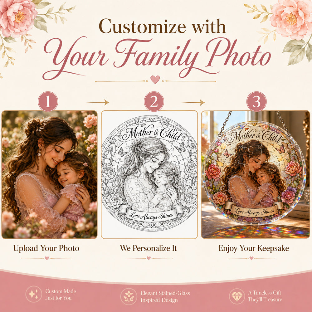 Customize Acrylic Jigsaw Puzzle Suncatcher - Mother & Child