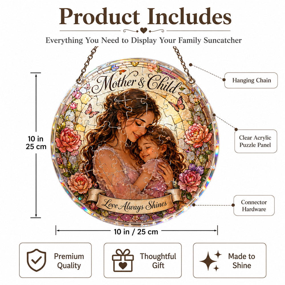 Customize Acrylic Jigsaw Puzzle Suncatcher - Mother & Child