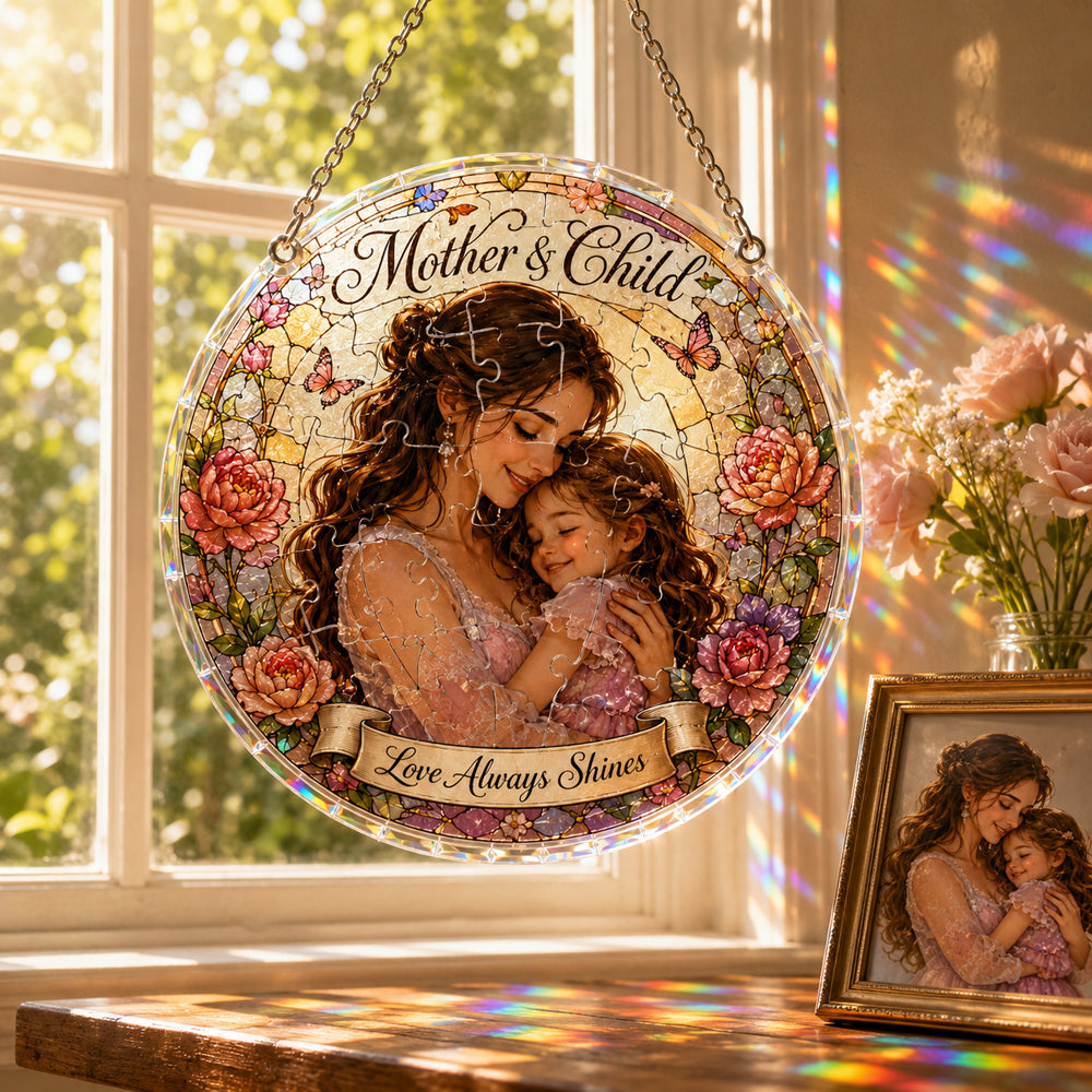 Customize Acrylic Jigsaw Puzzle Suncatcher - Mother & Child