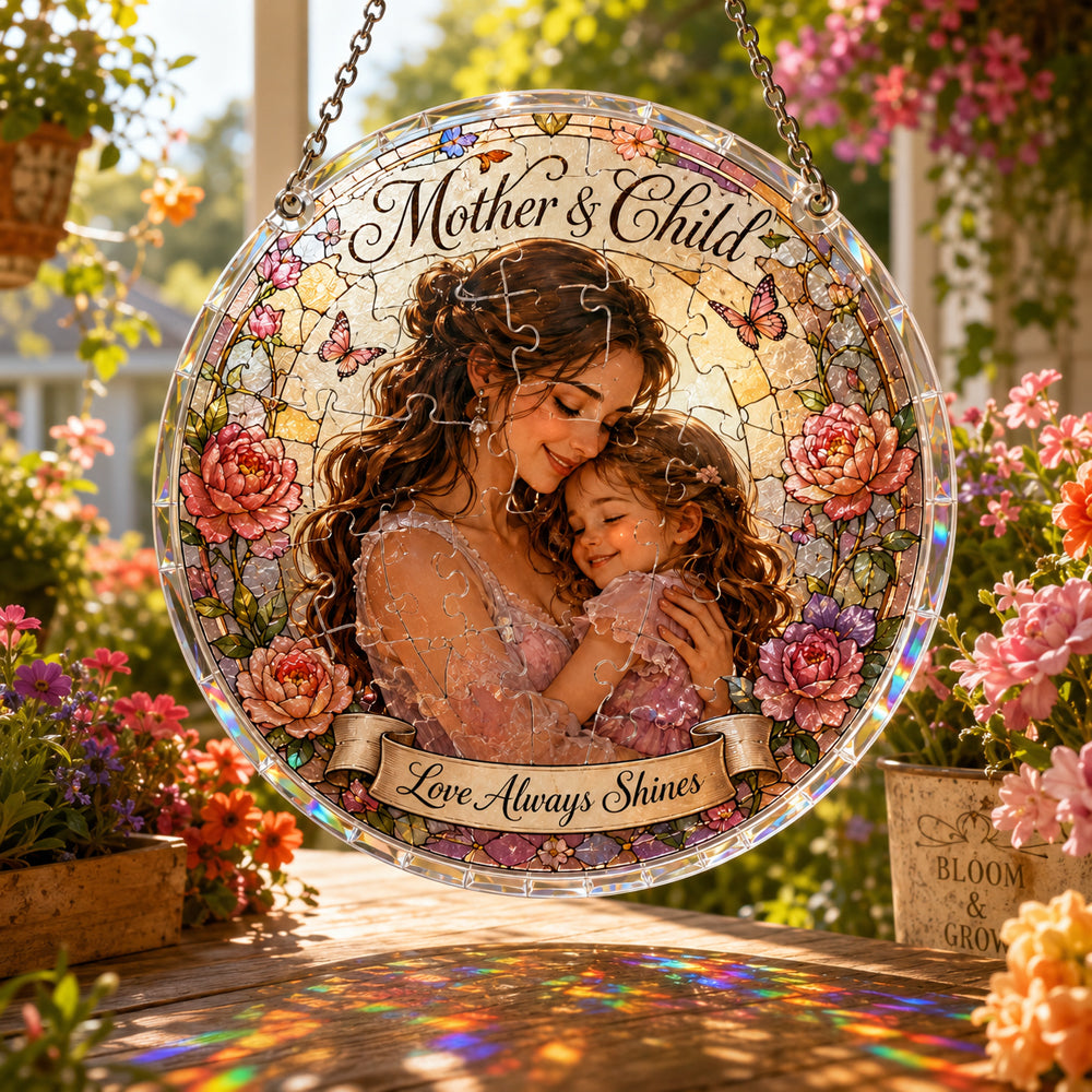 Customize Acrylic Jigsaw Puzzle Suncatcher - Mother & Child