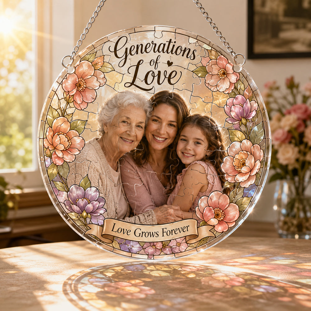 Customize Acrylic Jigsaw Puzzle Suncatcher - Generations of Love
