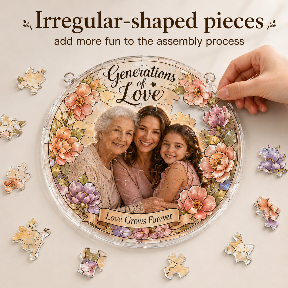 Customize Acrylic Jigsaw Puzzle Suncatcher - Generations of Love