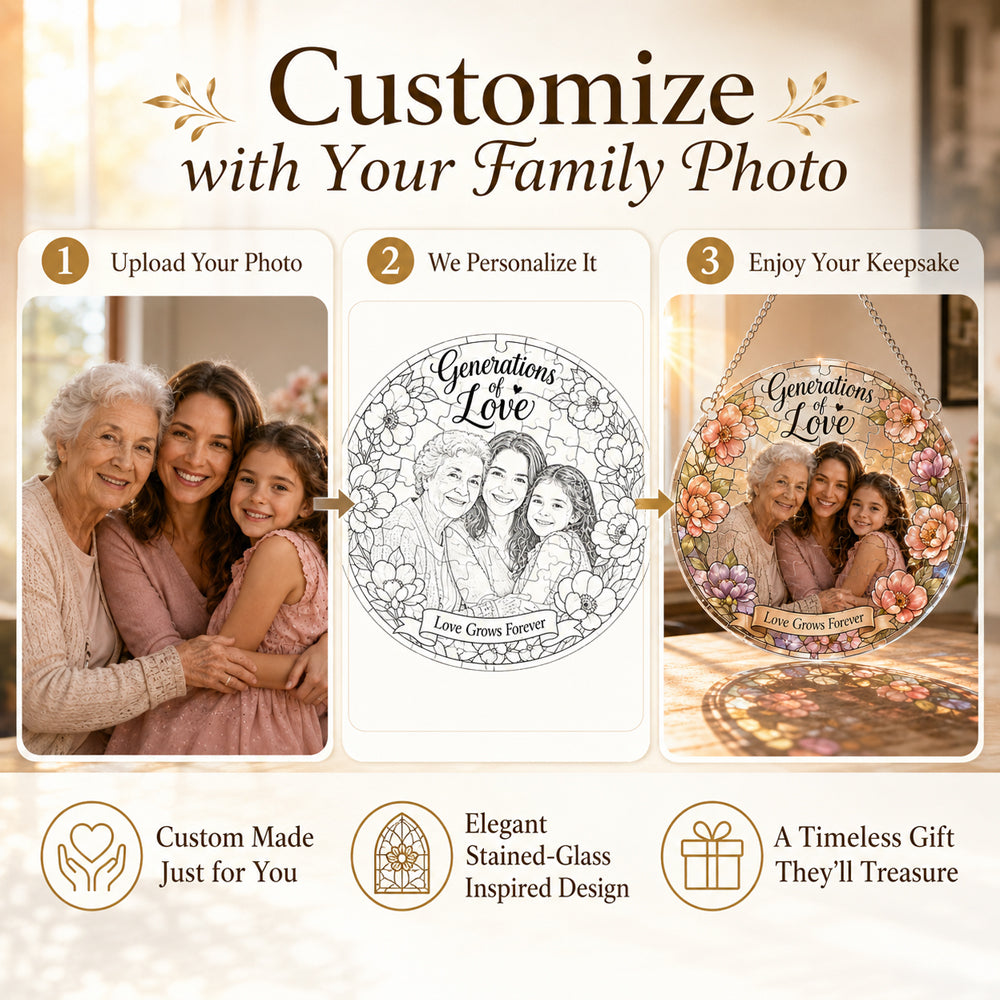 Customize Acrylic Jigsaw Puzzle Suncatcher - Generations of Love