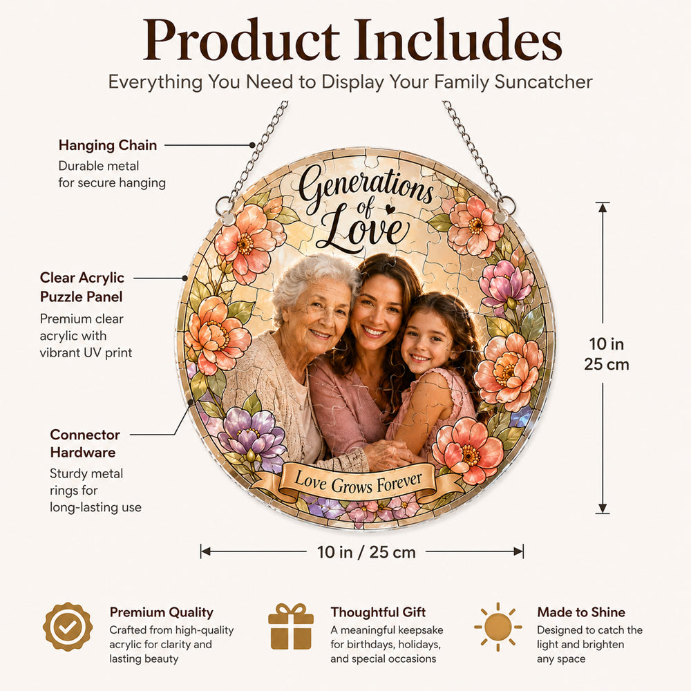 Customize Acrylic Jigsaw Puzzle Suncatcher - Generations of Love