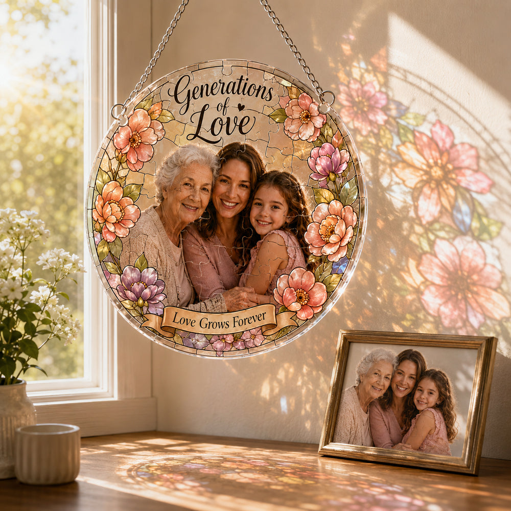 Customize Acrylic Jigsaw Puzzle Suncatcher - Generations of Love