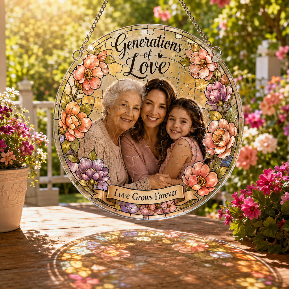 Customize Acrylic Jigsaw Puzzle Suncatcher - Generations of Love