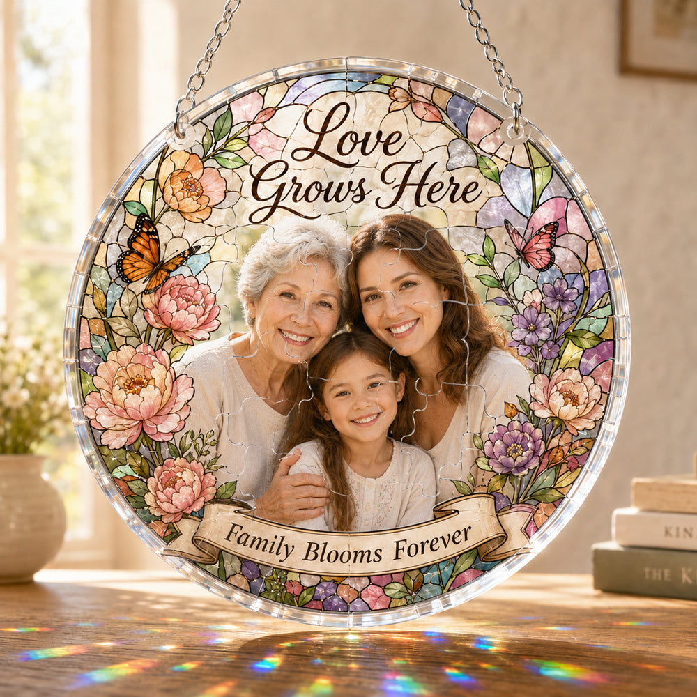 Customize Acrylic Jigsaw Puzzle Suncatcher - Love Grows Here