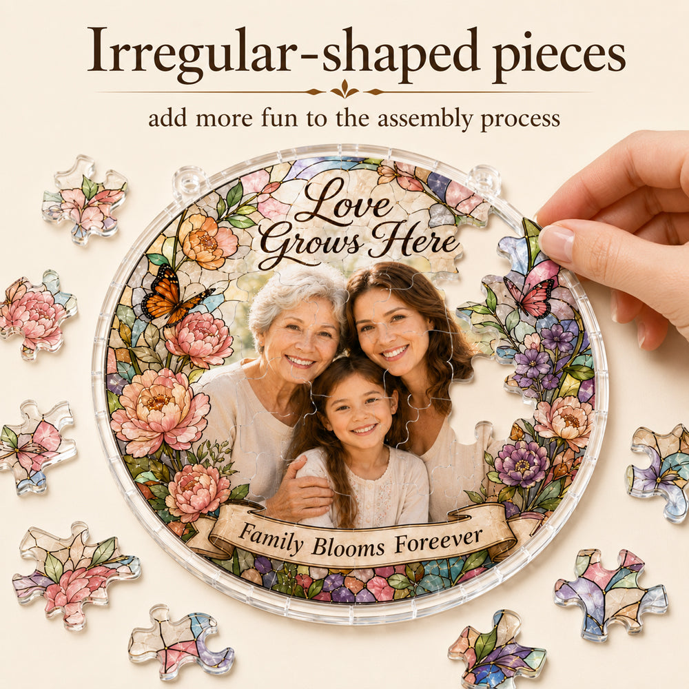 Customize Acrylic Jigsaw Puzzle Suncatcher - Love Grows Here