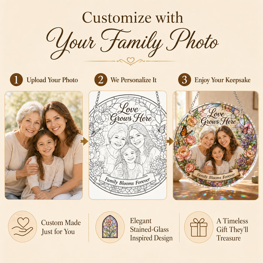 Customize Acrylic Jigsaw Puzzle Suncatcher - Love Grows Here