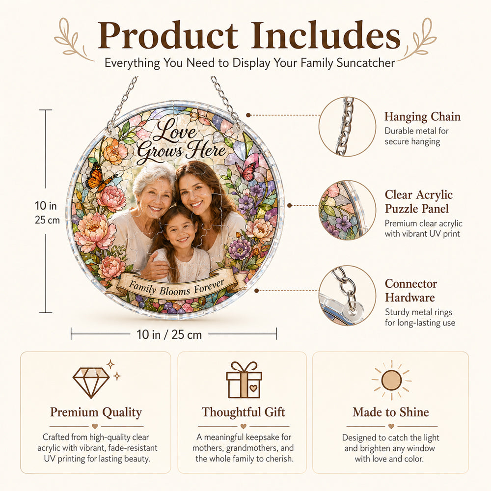 Customize Acrylic Jigsaw Puzzle Suncatcher - Love Grows Here