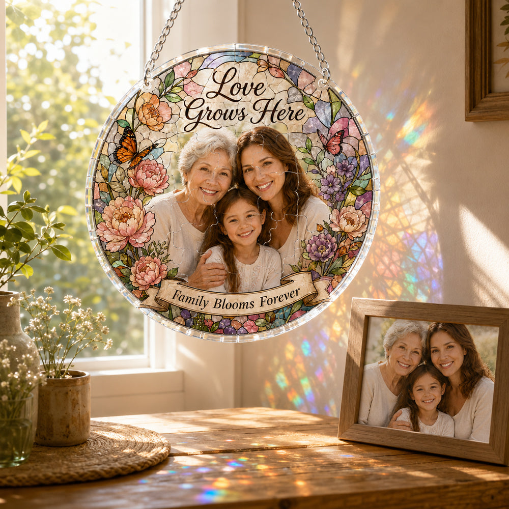Customize Acrylic Jigsaw Puzzle Suncatcher - Love Grows Here