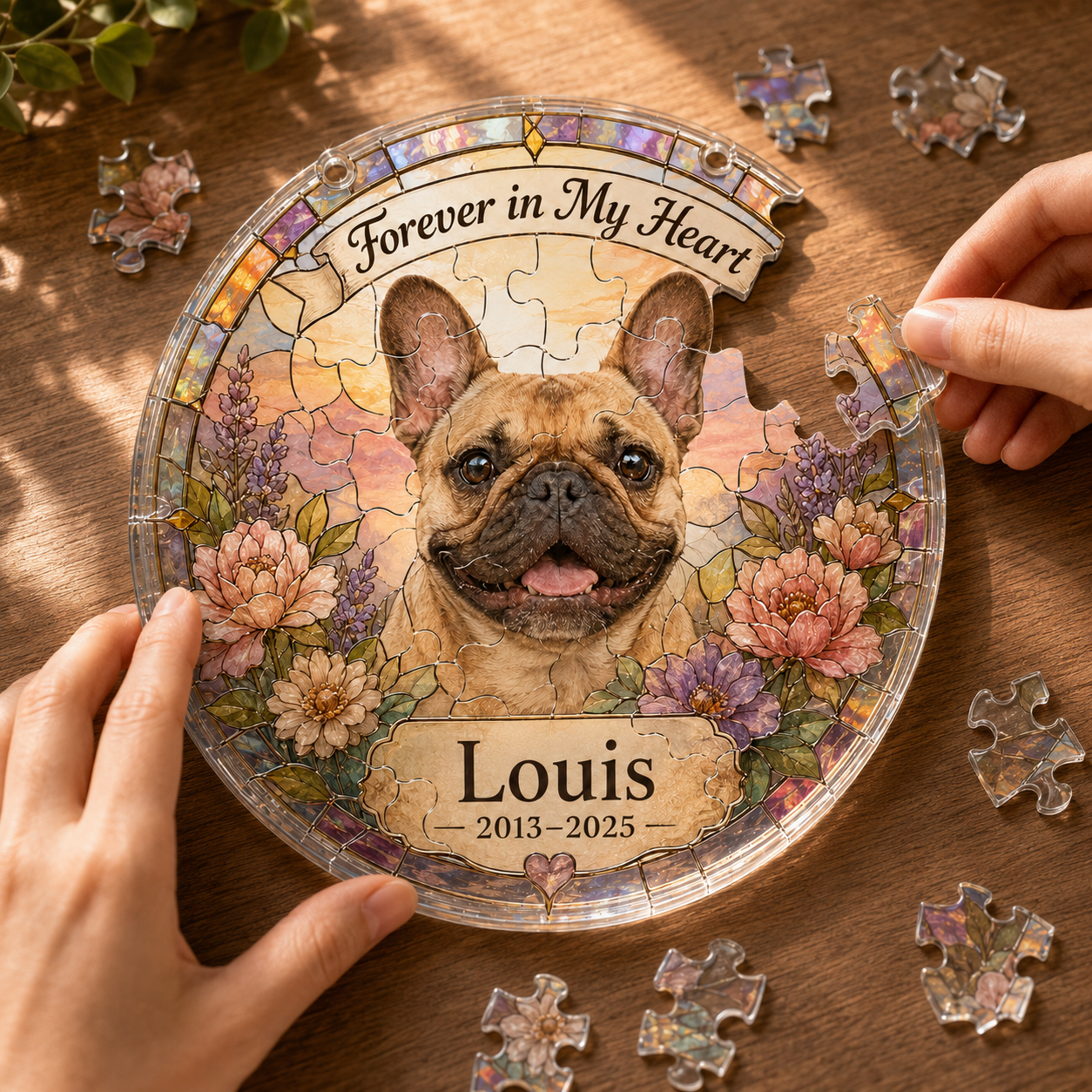 Customize Acrylic Jigsaw Puzzle Suncatcher - Forever in My Heart