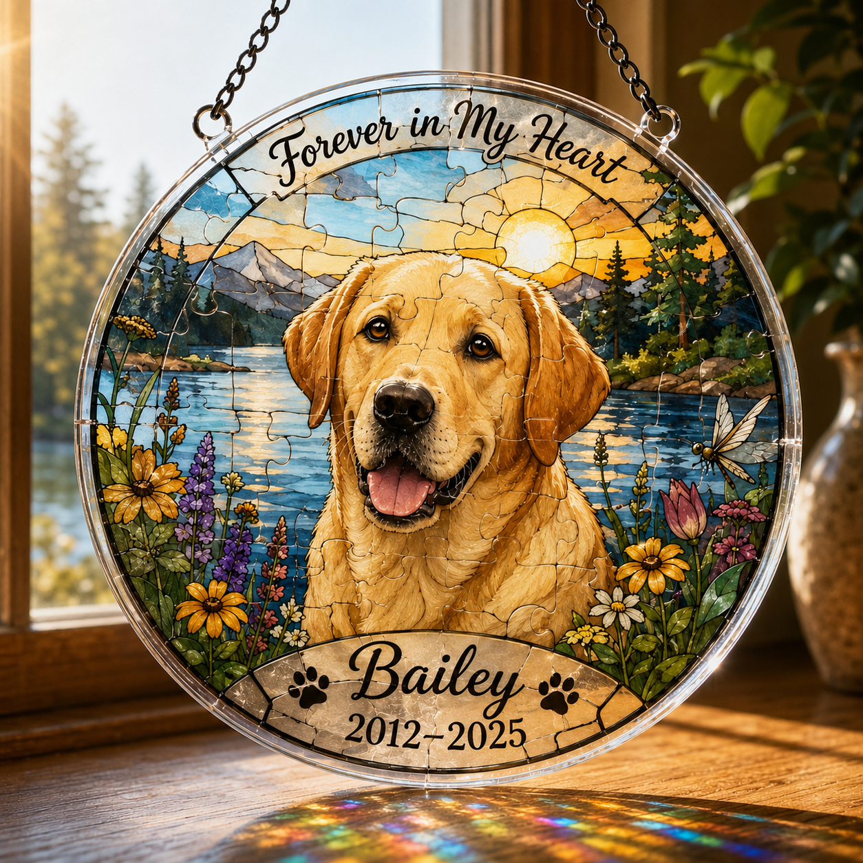 Customize Acrylic Jigsaw Puzzle Suncatcher - Forever in My Heart