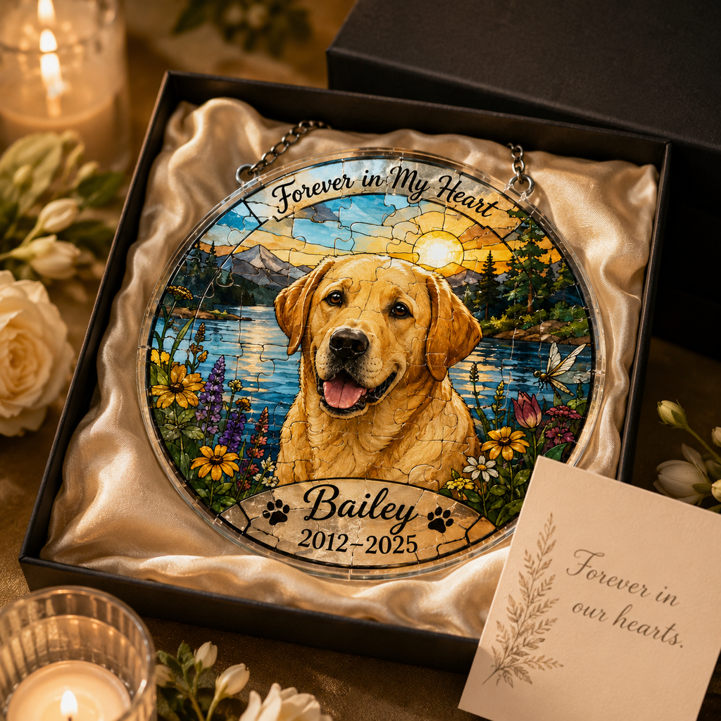 Customize Acrylic Jigsaw Puzzle Suncatcher - Forever in My Heart