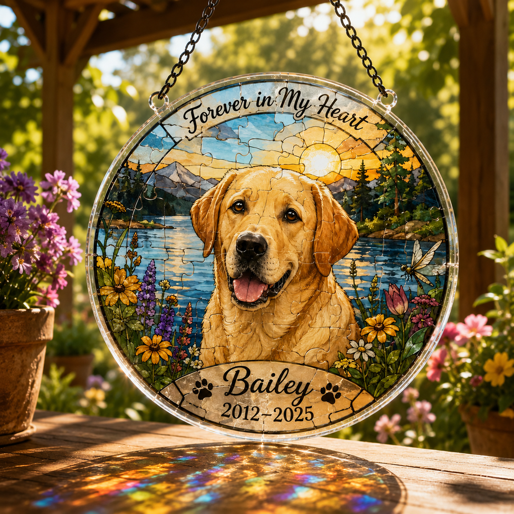 Customize Acrylic Jigsaw Puzzle Suncatcher - Forever in My Heart