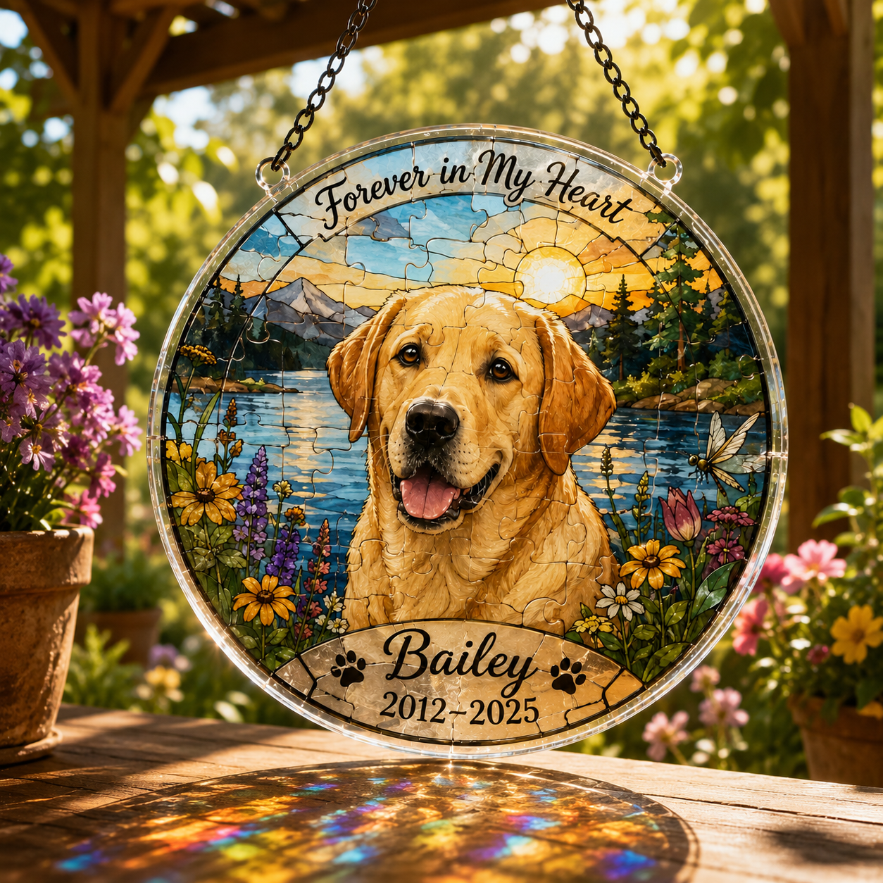 Customize Acrylic Jigsaw Puzzle Suncatcher - Forever in My Heart
