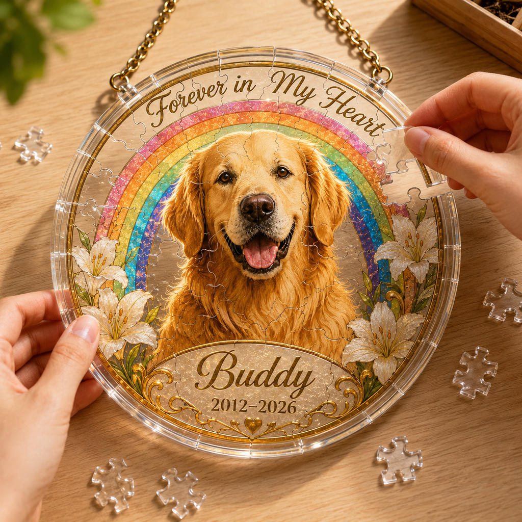 Customize Acrylic Jigsaw Puzzle Suncatcher - Forever in My Heart